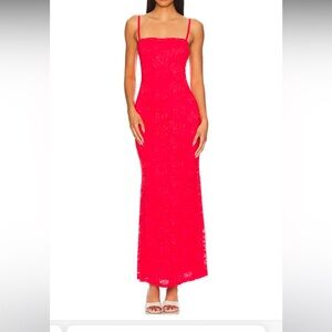 Nia The Brand lace maxi dress in poppy/pink